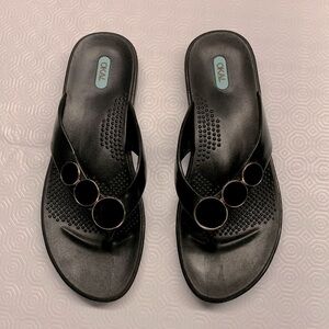 Oka-B Flip Flop Thong Sandals Black Size Large